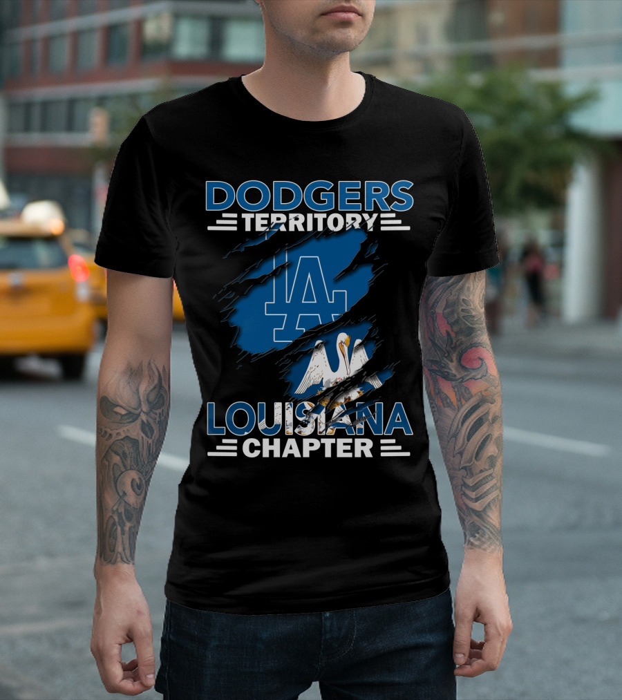 Dodgers Territory LA Logo Louisiana Chapter Pelican T-Shirt