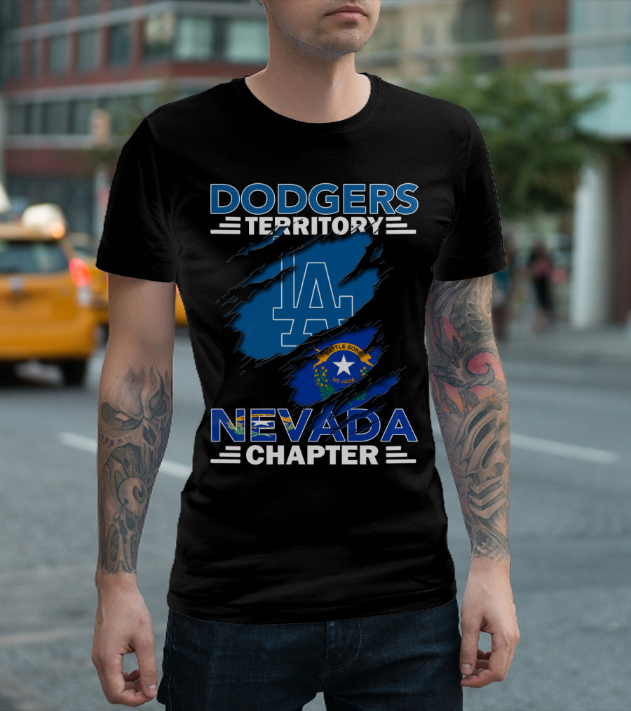 Dodgers Territory La Logo Nevada Flag Nevada Chapter T-Shirt