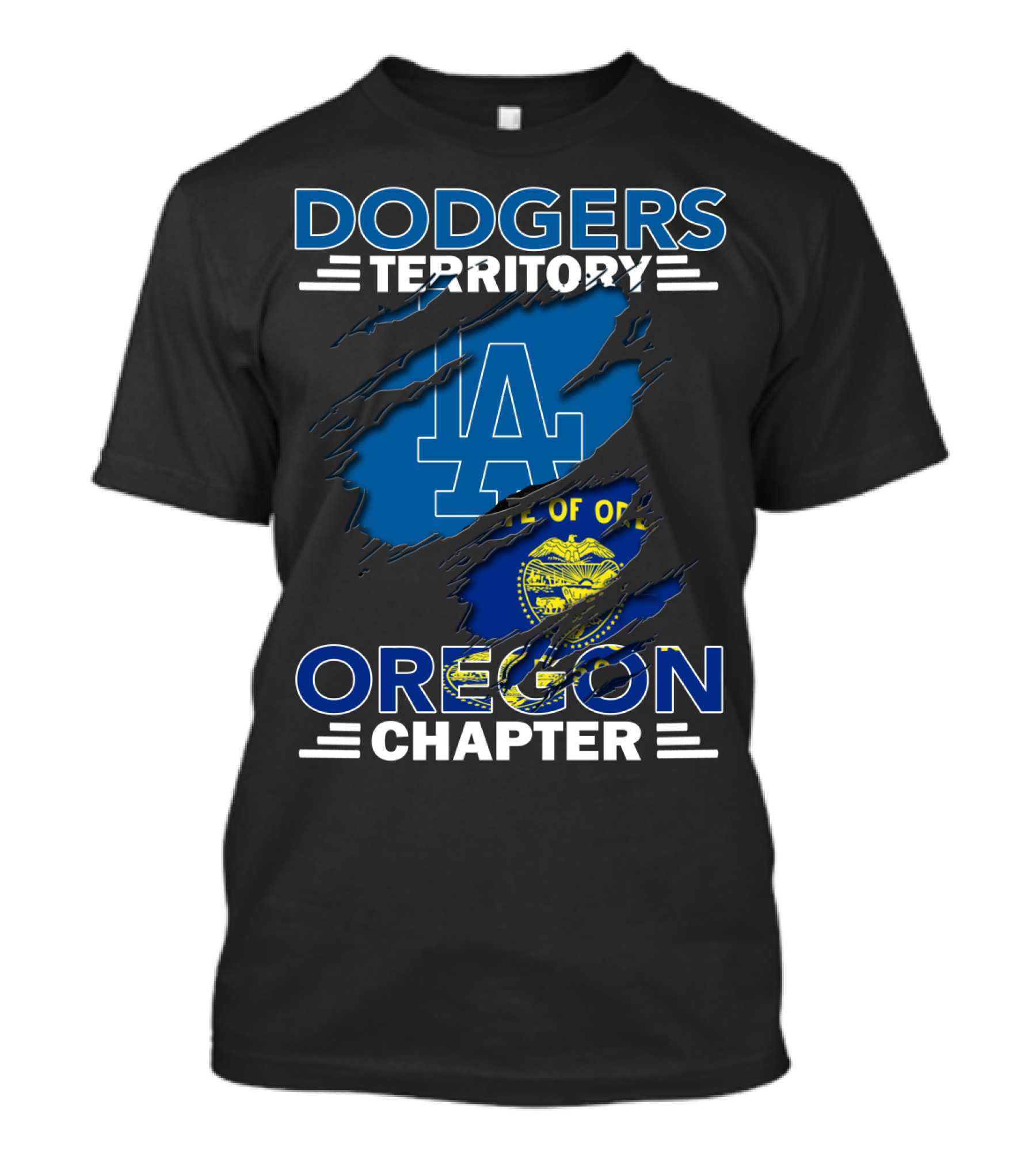 Dodgers Territory Oregon Chapter LA Logo State Flag T-Shirt