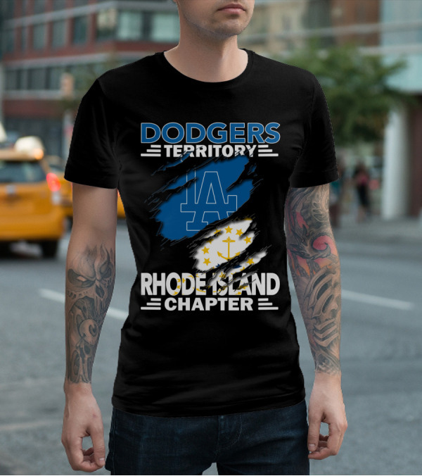 Dodgers Territory Rhode Island Chapter LA Logo Anchored T-Shirt
