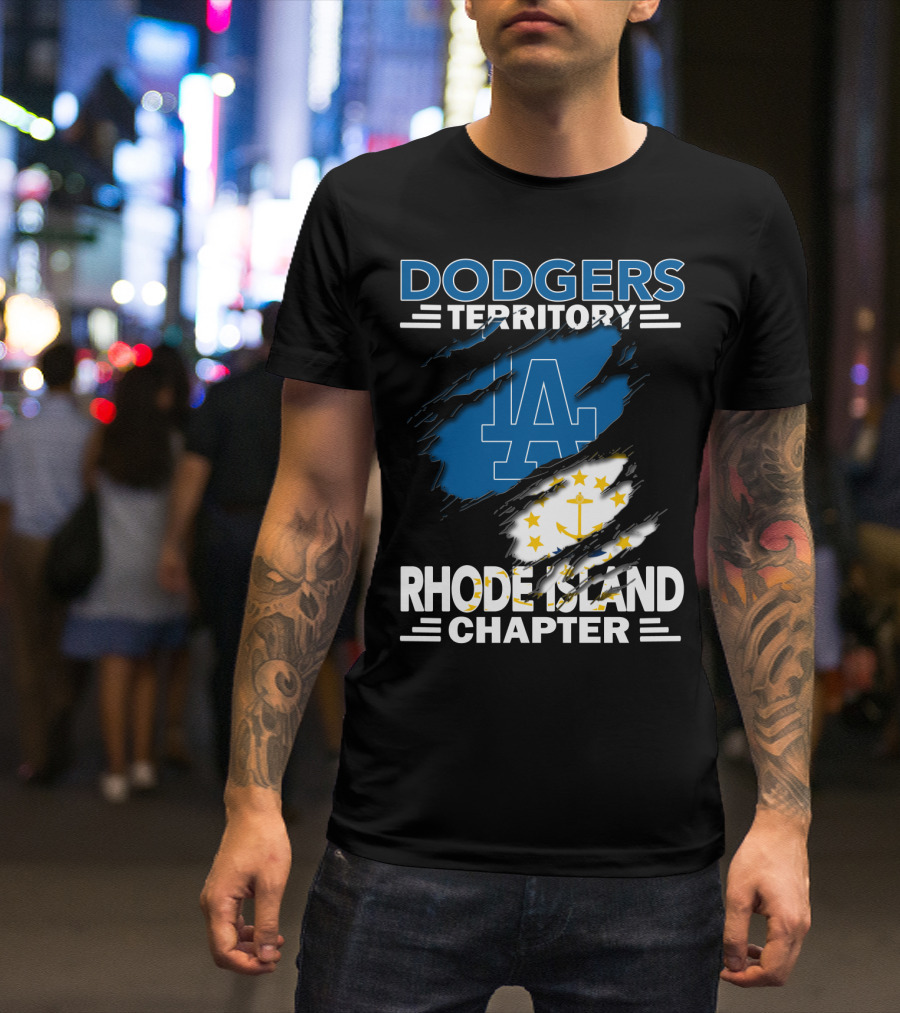 Dodgers Territory Rhode Island Chapter LA Logo Anchored T-Shirt