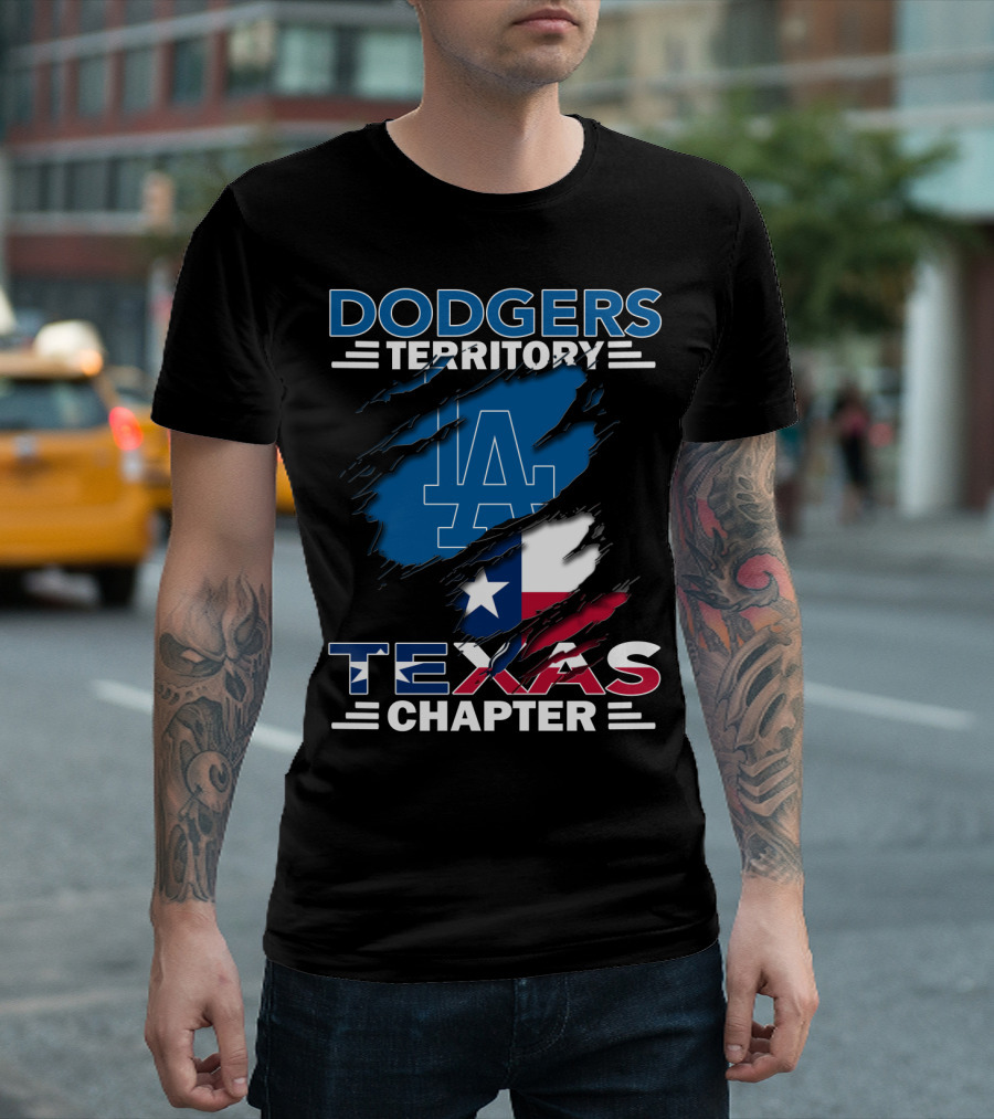 Dodgers Territory Texas Chapter LA Logo Texas Flag T-Shirt