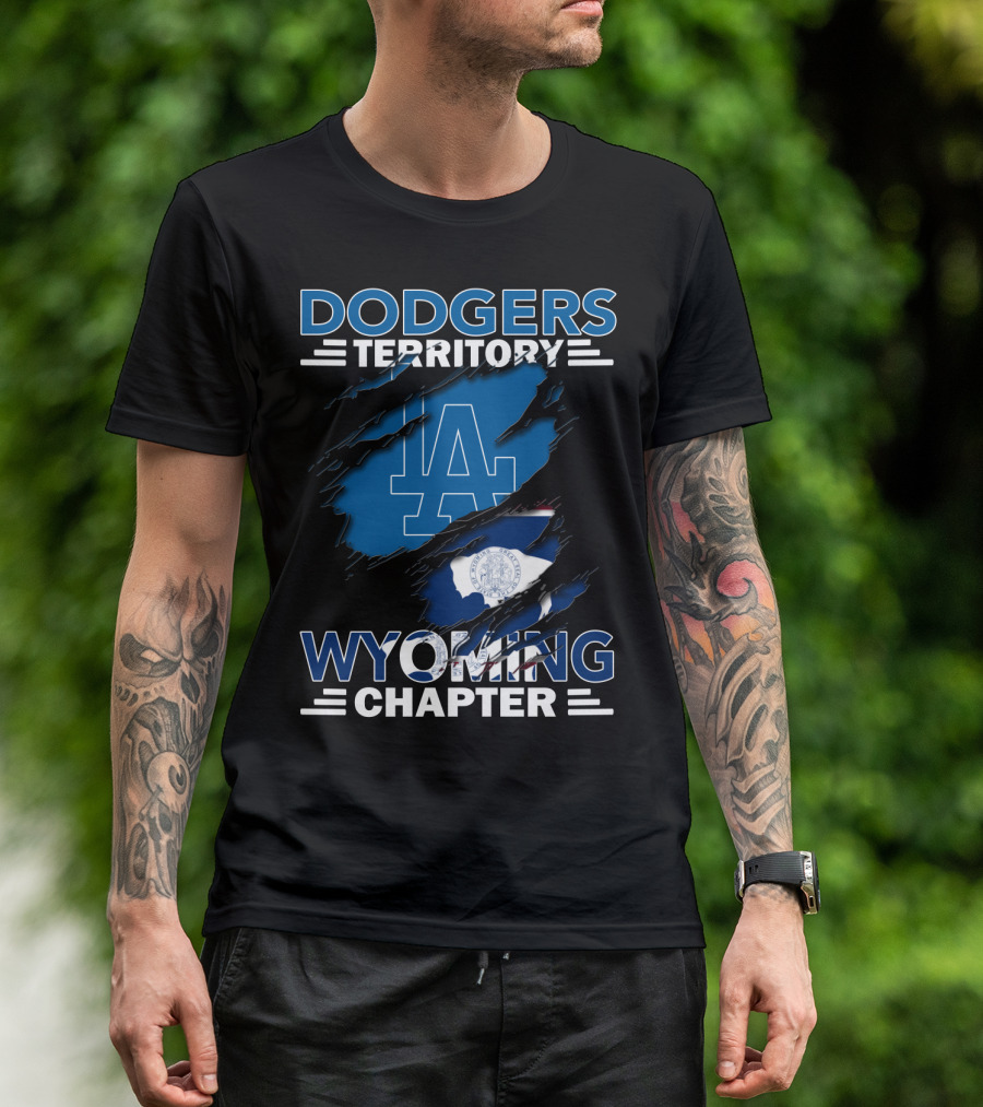 Dodgers Territory Wyoming Chapter LA Logo Buffalo Flag T-Shirt