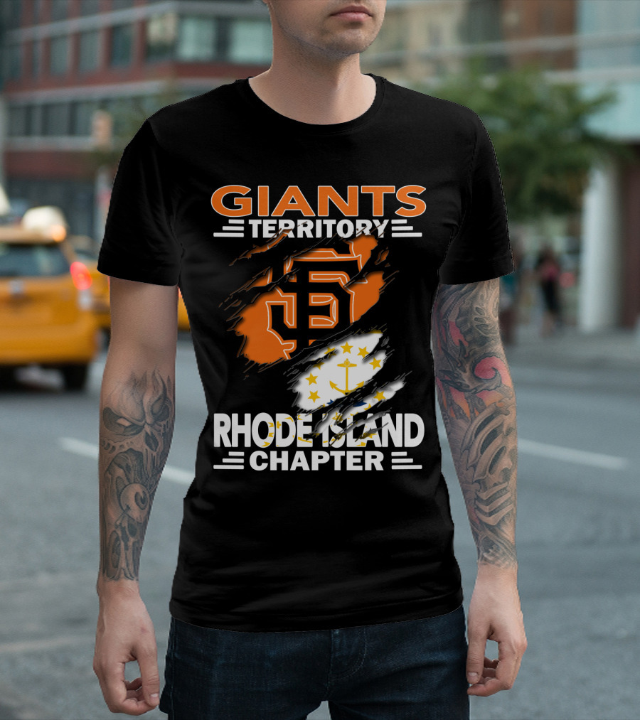 Giants Territory Rhode Island Chapter SF Logo and State Flag Elements T-Shirt