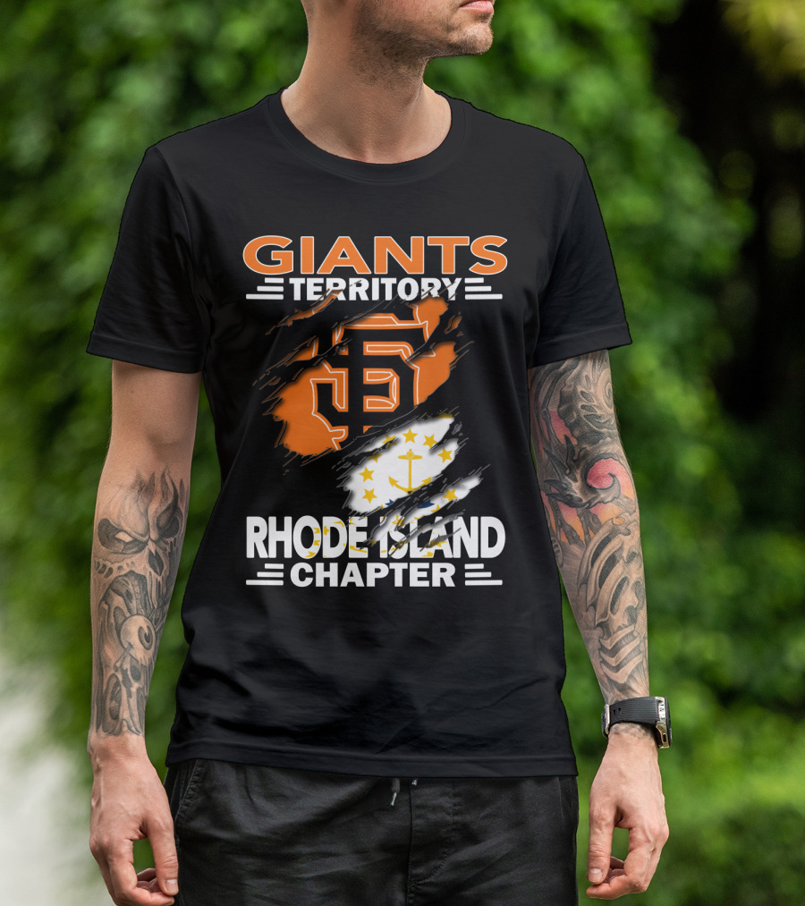 Giants Territory Rhode Island Chapter SF Logo And State Flag Elements T-Shirt