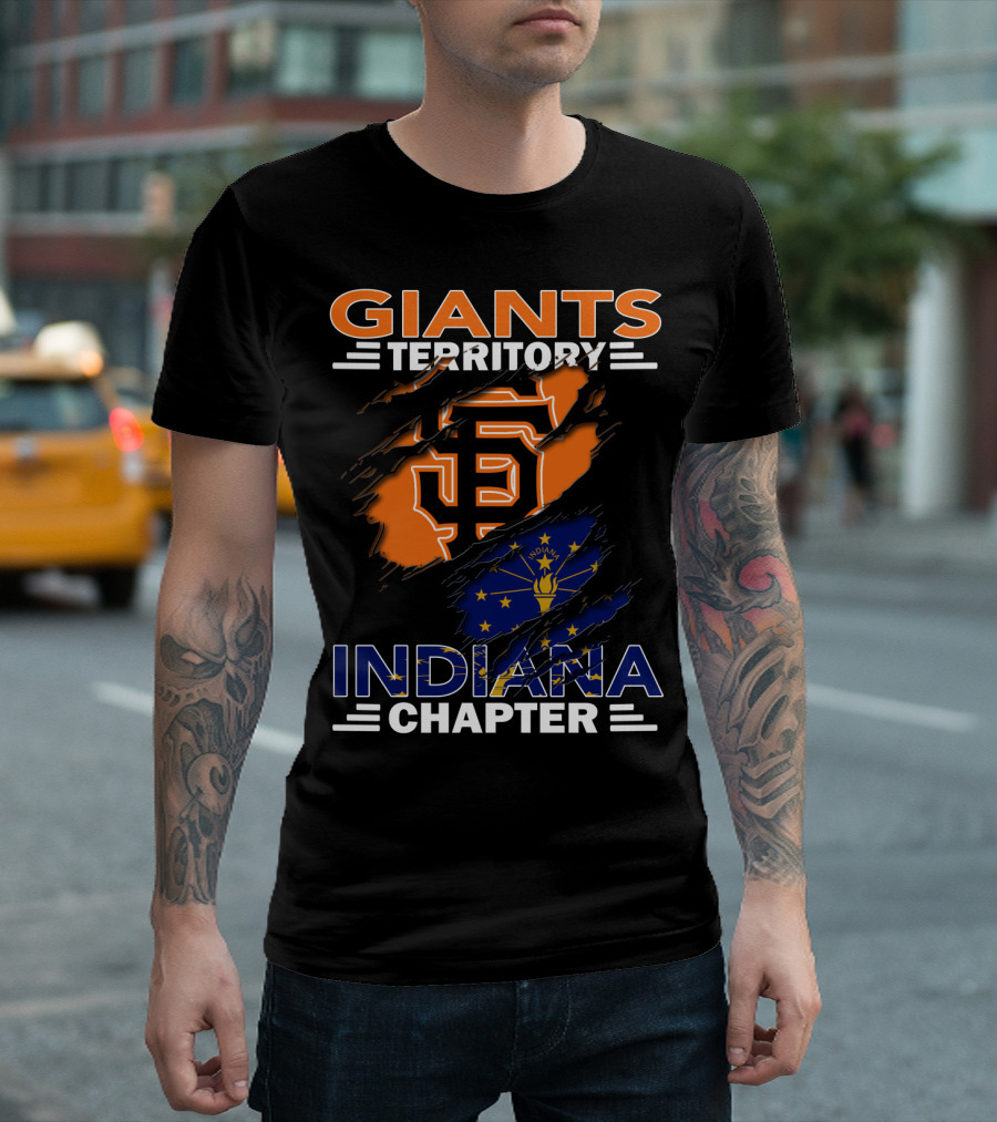 Giants Territory Indiana Chapter Sf Logo And Indiana Flag T-Shirt