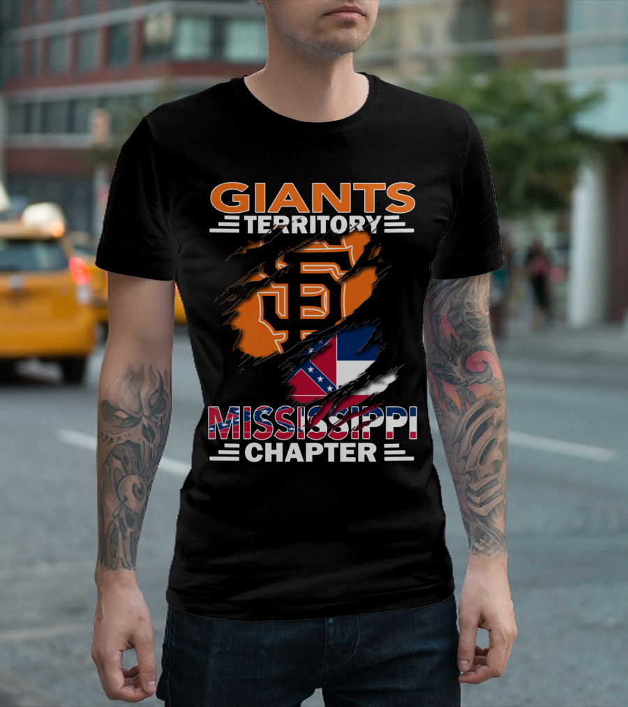 Giants Territory Mississippi Chapter SF Logo Confederate Flag Elements T-Shirt