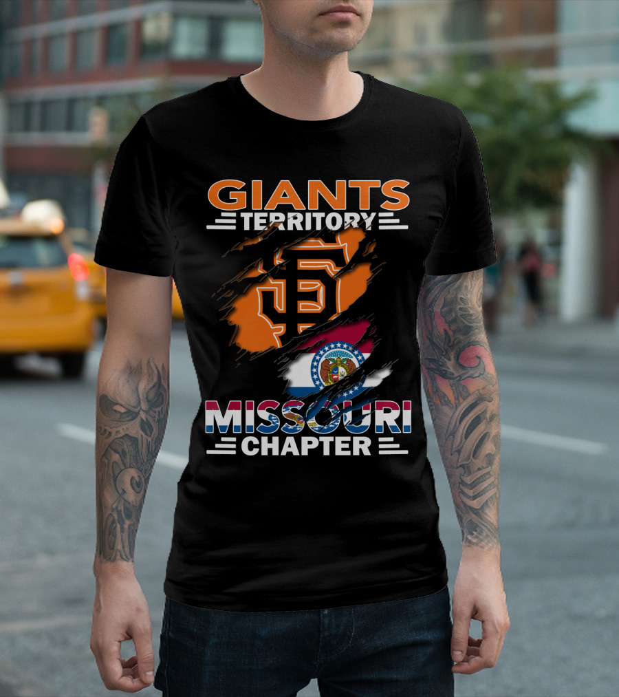 Giants Territory Missouri Chapter Sf Logo American Flag T-Shirt