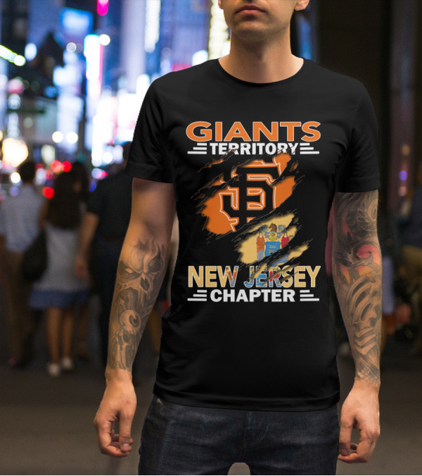 Giants Territory New Jersey Chapter San Francisco Logo And State Flag T-Shirt