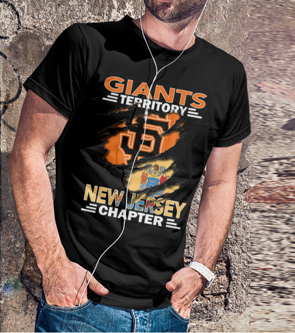 Giants Territory New Jersey Chapter San Francisco Logo And State Flag T-Shirt