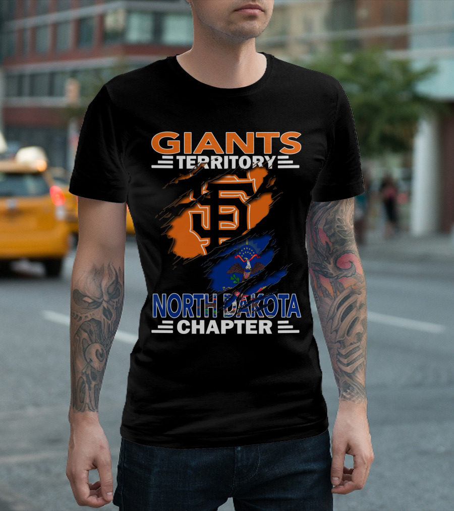 Giants Territory North Dakota Chapter Sf Logo And State Flag T-Shirt
