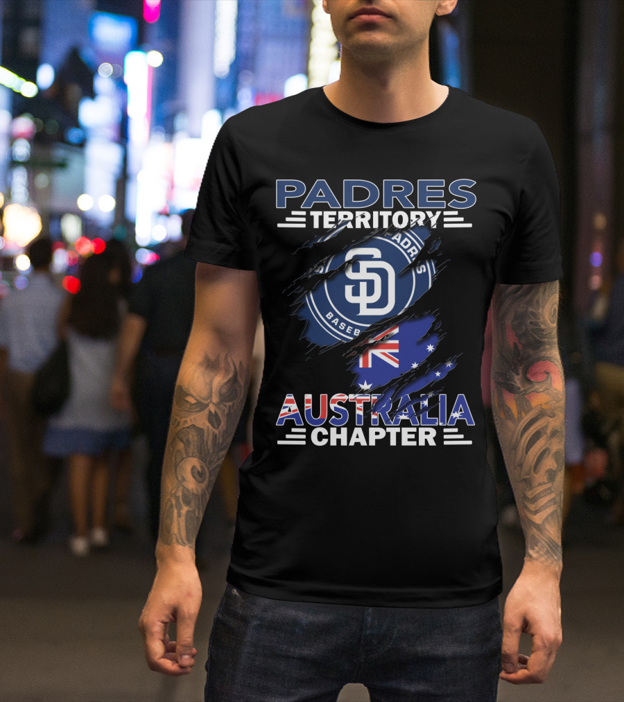 Padres Territory Australia Chapter San Diego Baseball Logo Australian Flag T-Shirt