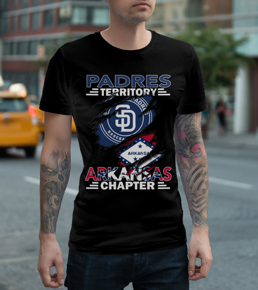 Padres Territory Arkansas Chapter SD Baseball Logo With Arkansas Flag Elements T-Shirt