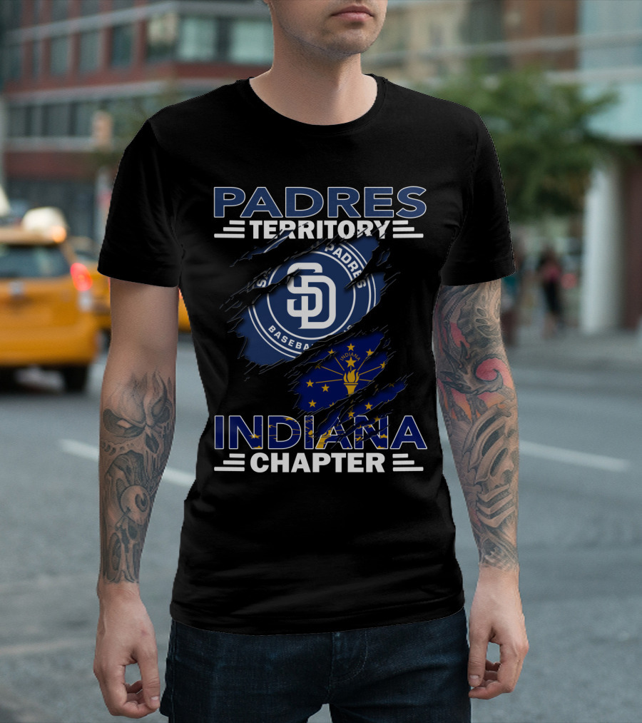 Padres Territory Indiana Chapter San Diego Baseball Indiana Flag T-Shirt