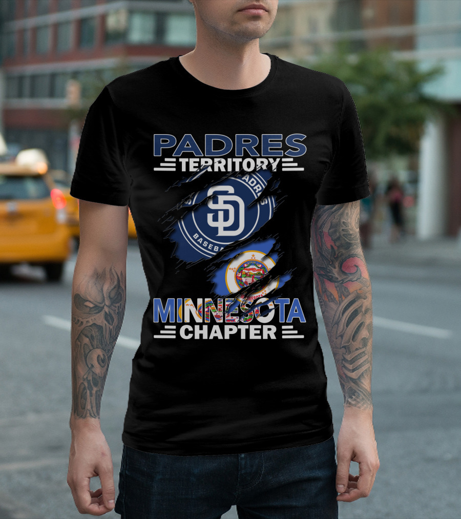 Padres Territory Minnesota Chapter Baseball Fans SD Logo and Minnesota State Seal T-Shirt