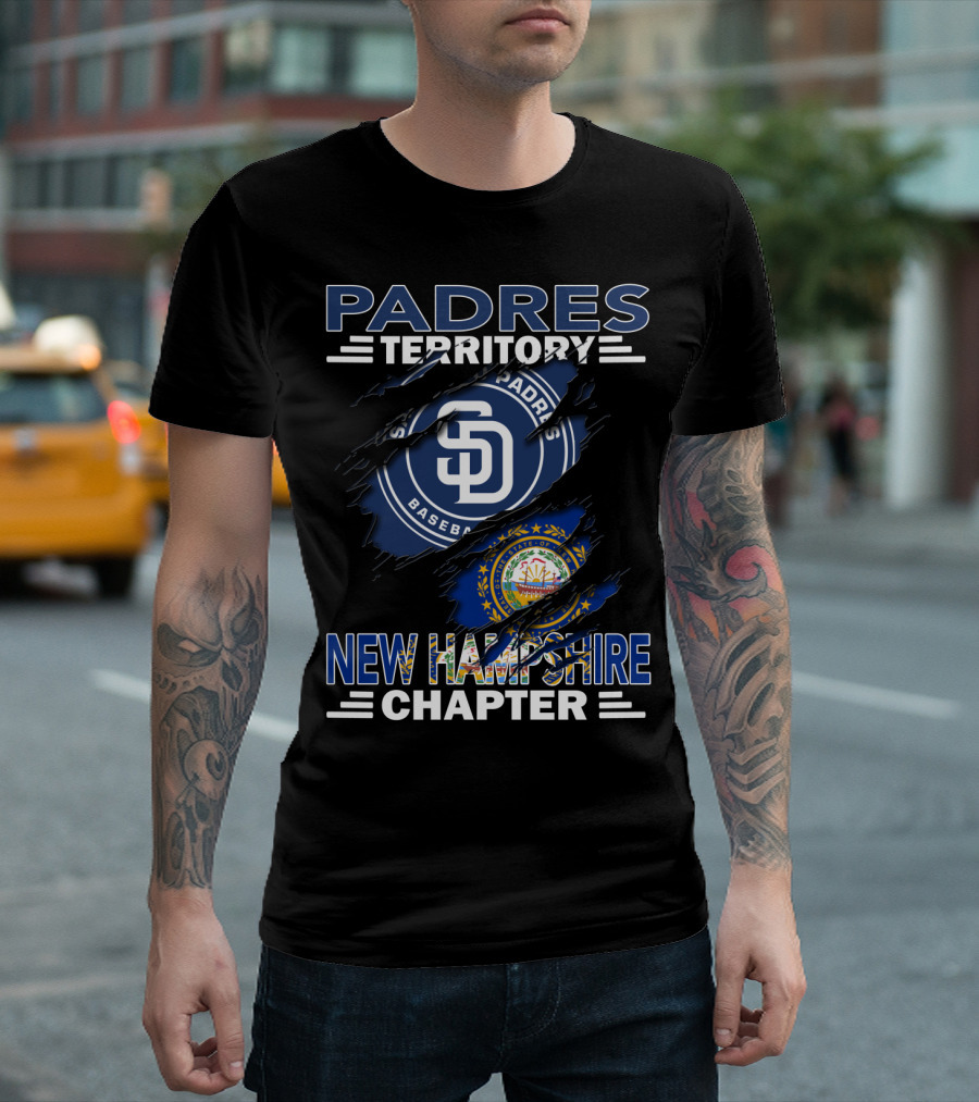 Padres Territory New Hampshire Chapter San Diego Padres Baseball Logo New Hampshire Flag T-Shirt