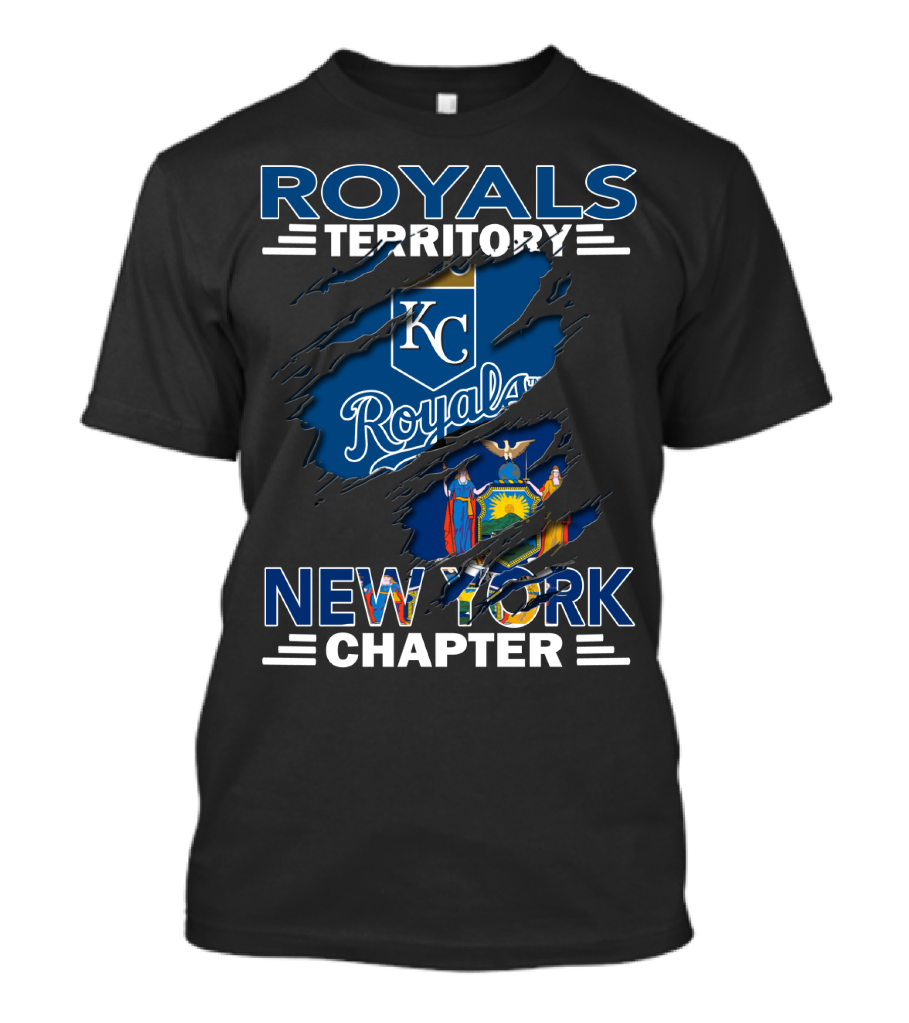 Royals Territory New York Chapter KC Royals Logo New York State Flag T-Shirt