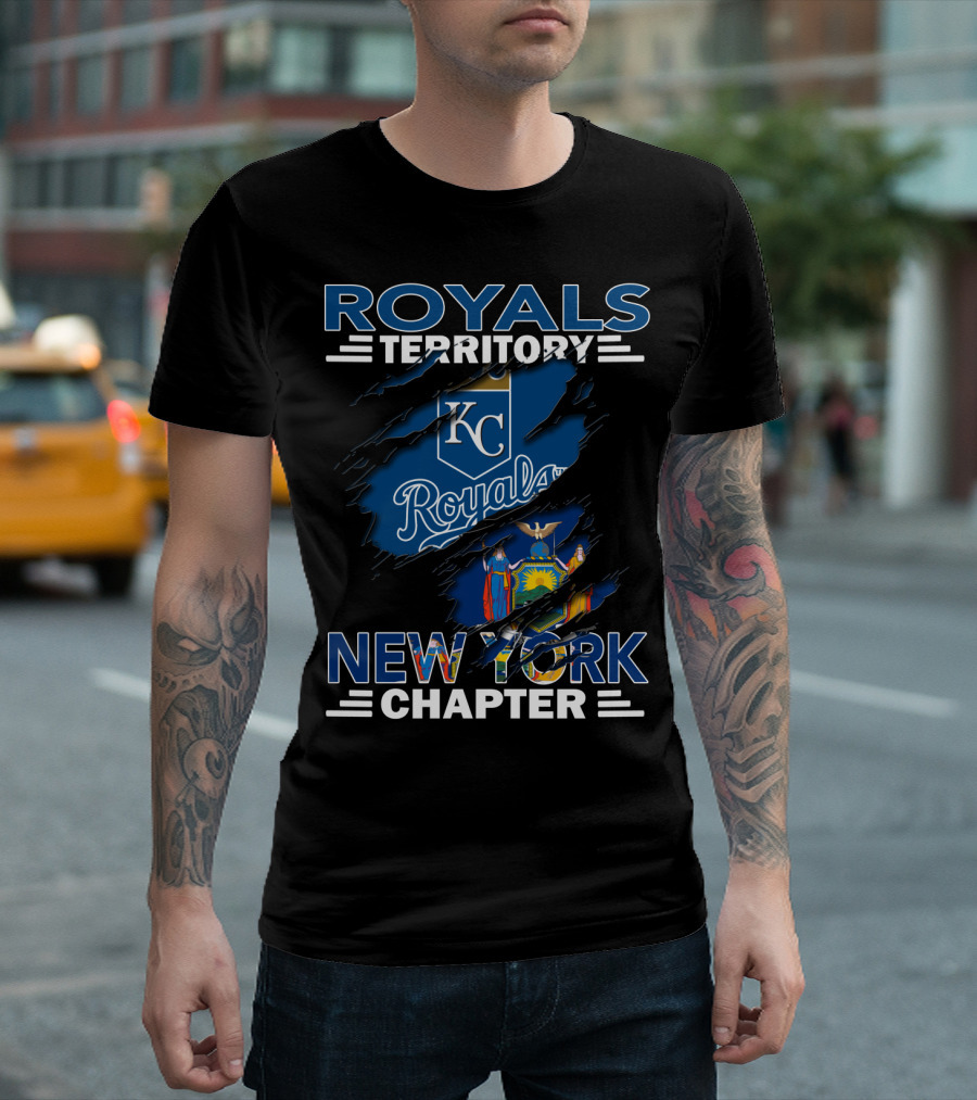 Royals Territory New York Chapter KC Royals Logo New York State Flag T-Shirt