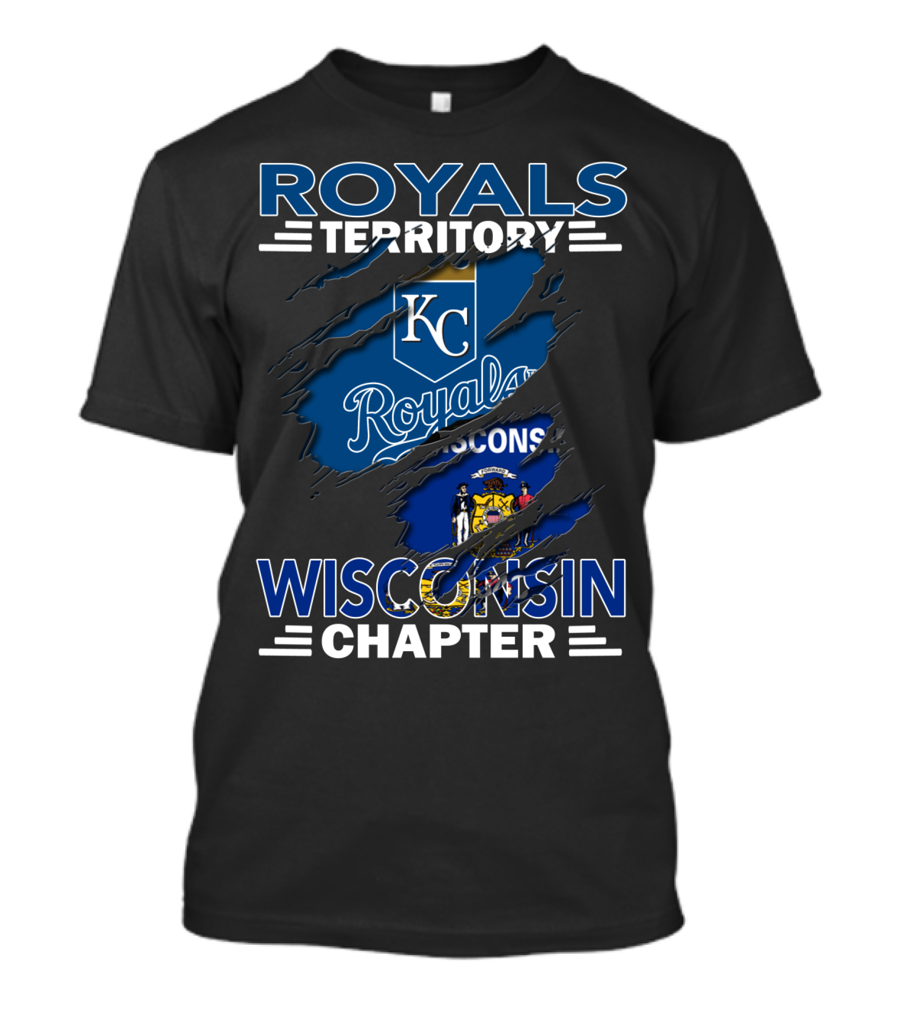 Royals Territory KC Wisconsin Chapter Logo With State Flag Elements T-Shirt
