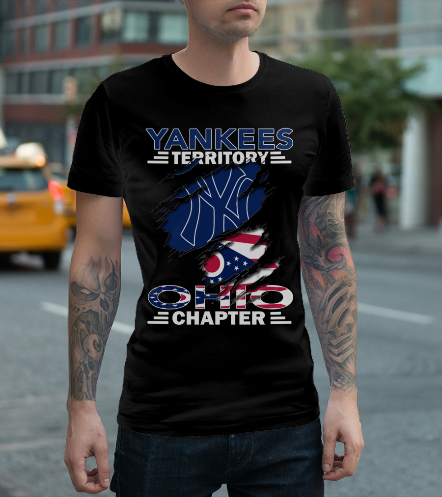 Yankees Territory Ohio Chapter New York Yankees With Ohio Flag T-Shirt