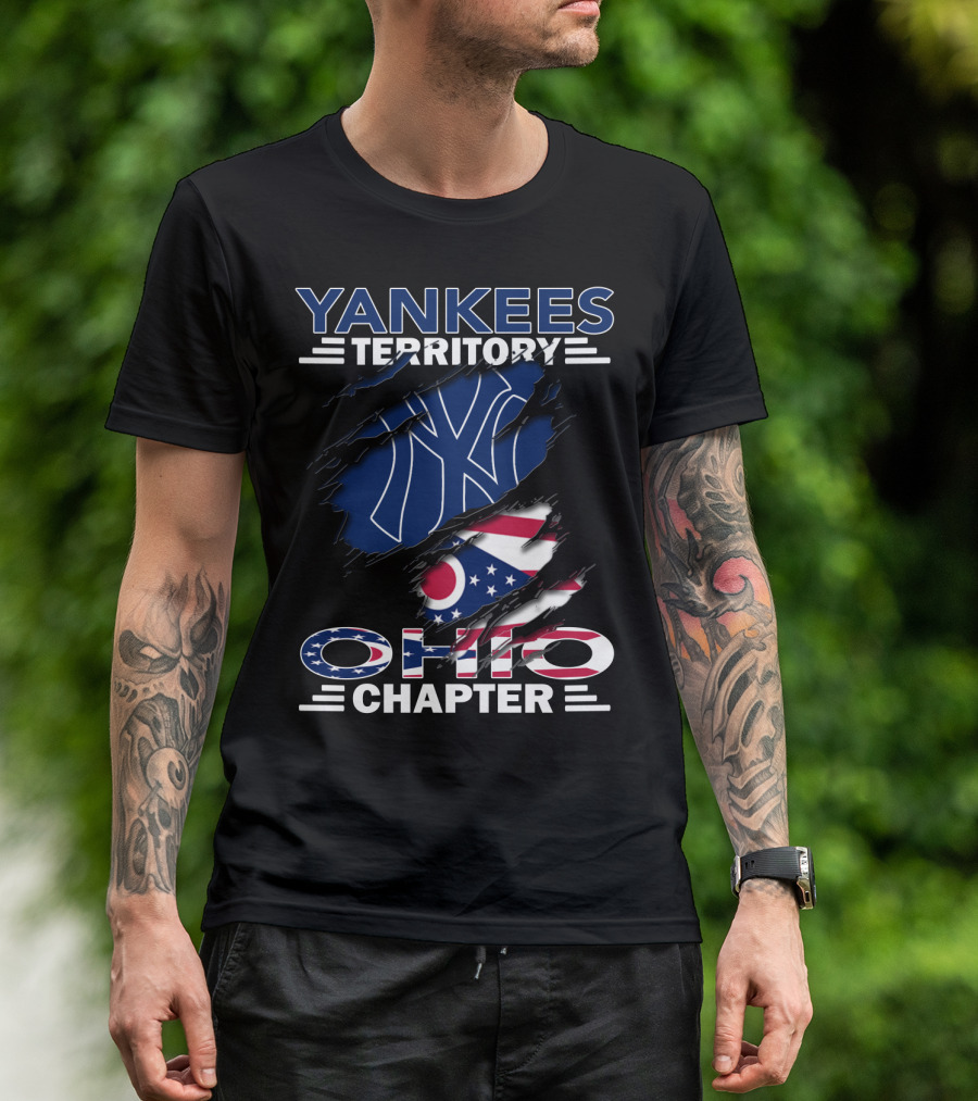Yankees Territory Ohio Chapter New York Yankees With Ohio Flag T-Shirt