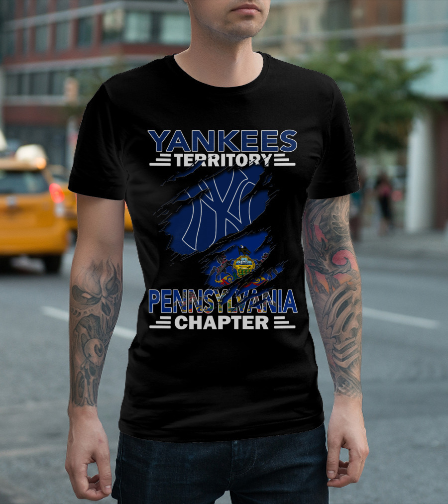 Yankees Territory Pennsylvania Chapter Yankees Logo and Pennsylvania Flag T-Shirt