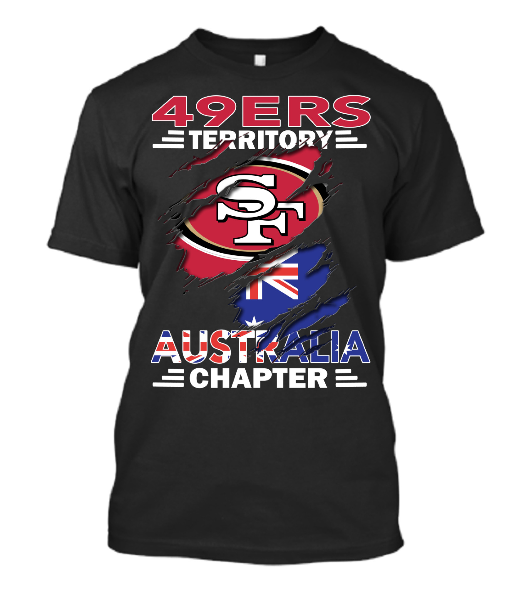 49ers Territory Australia Chapter SF Logo With Australian Flag Background T-Shirt