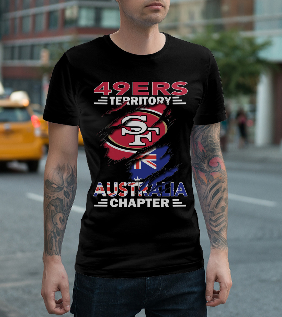 49ers Territory Australia Chapter SF Logo With Australian Flag Background T-Shirt