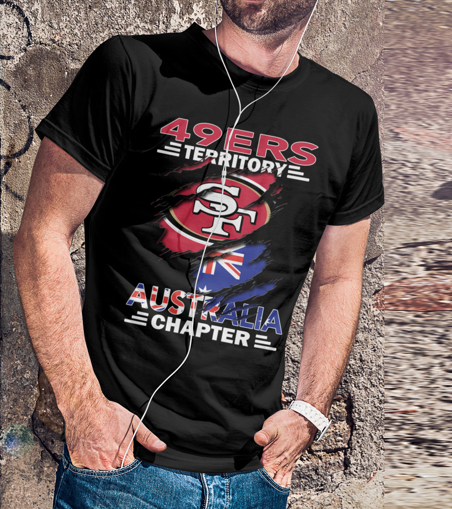 49ers Territory Australia Chapter SF Logo With Australian Flag Background T-Shirt
