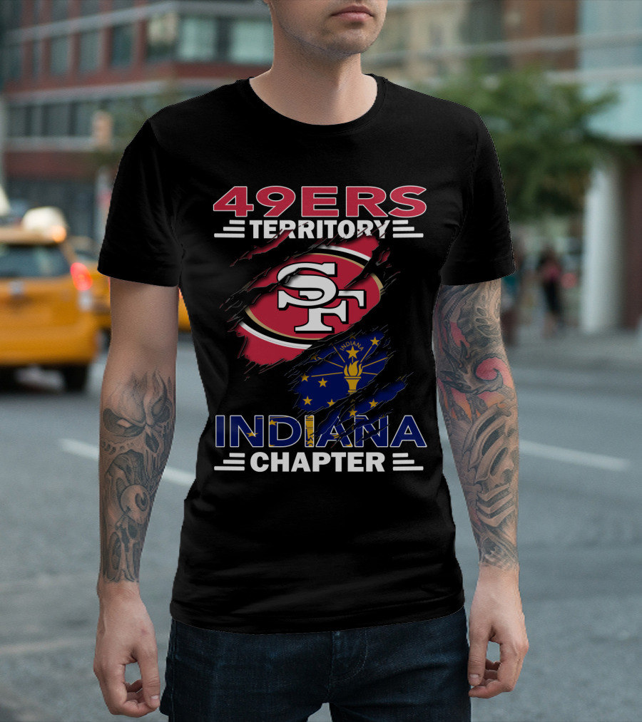 49ers Territory Indiana Chapter SF Logo Indiana Flag T-Shirt