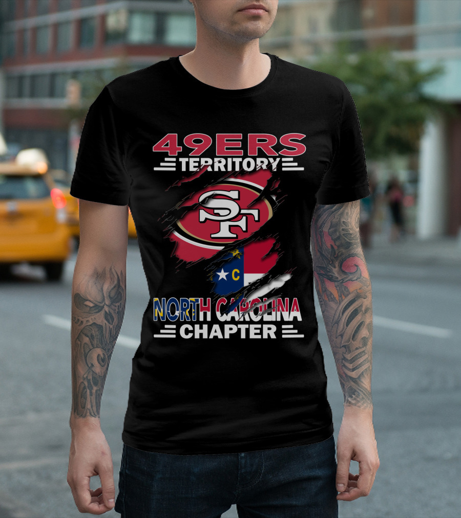 49ers Territory North Carolina Chapter SF Logo North Carolina Flag T-Shirt