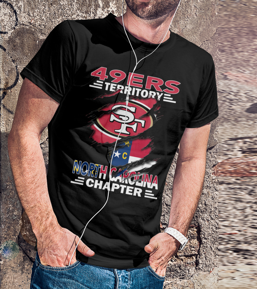 49ers Territory North Carolina Chapter SF Logo North Carolina Flag T-Shirt