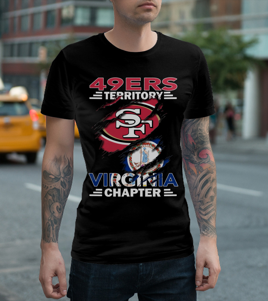 49ers Territory Virginia Chapter SF Logo And Virginia Flag Integration T-Shirt