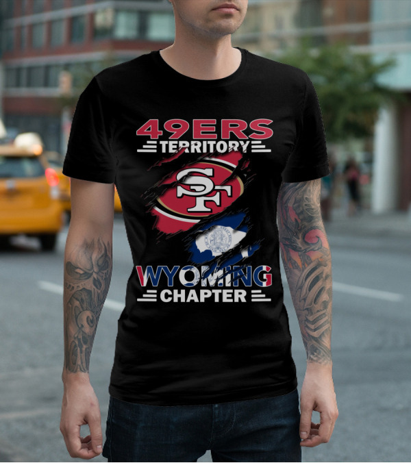 49ers Territory Wyoming Chapter SF Logo And Wyoming Flag T-Shirt