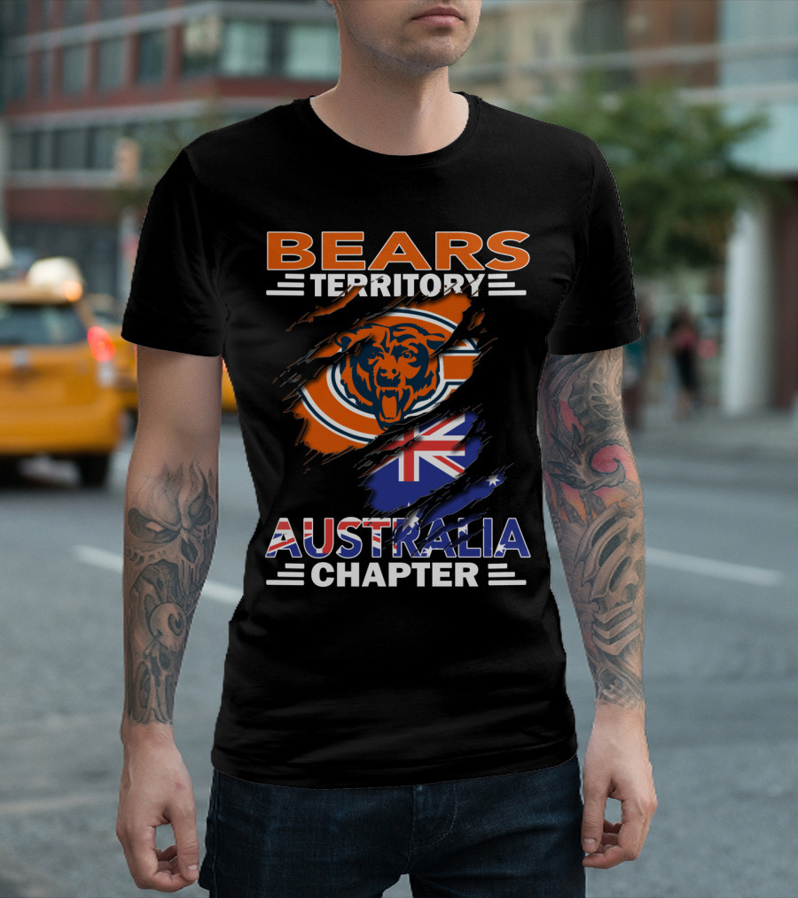 BEARS TERRITORY AUSTRALIA CHAPTER CHICAGO BEARS AUSTRALIAN FLAG SCRATCH T-Shirt