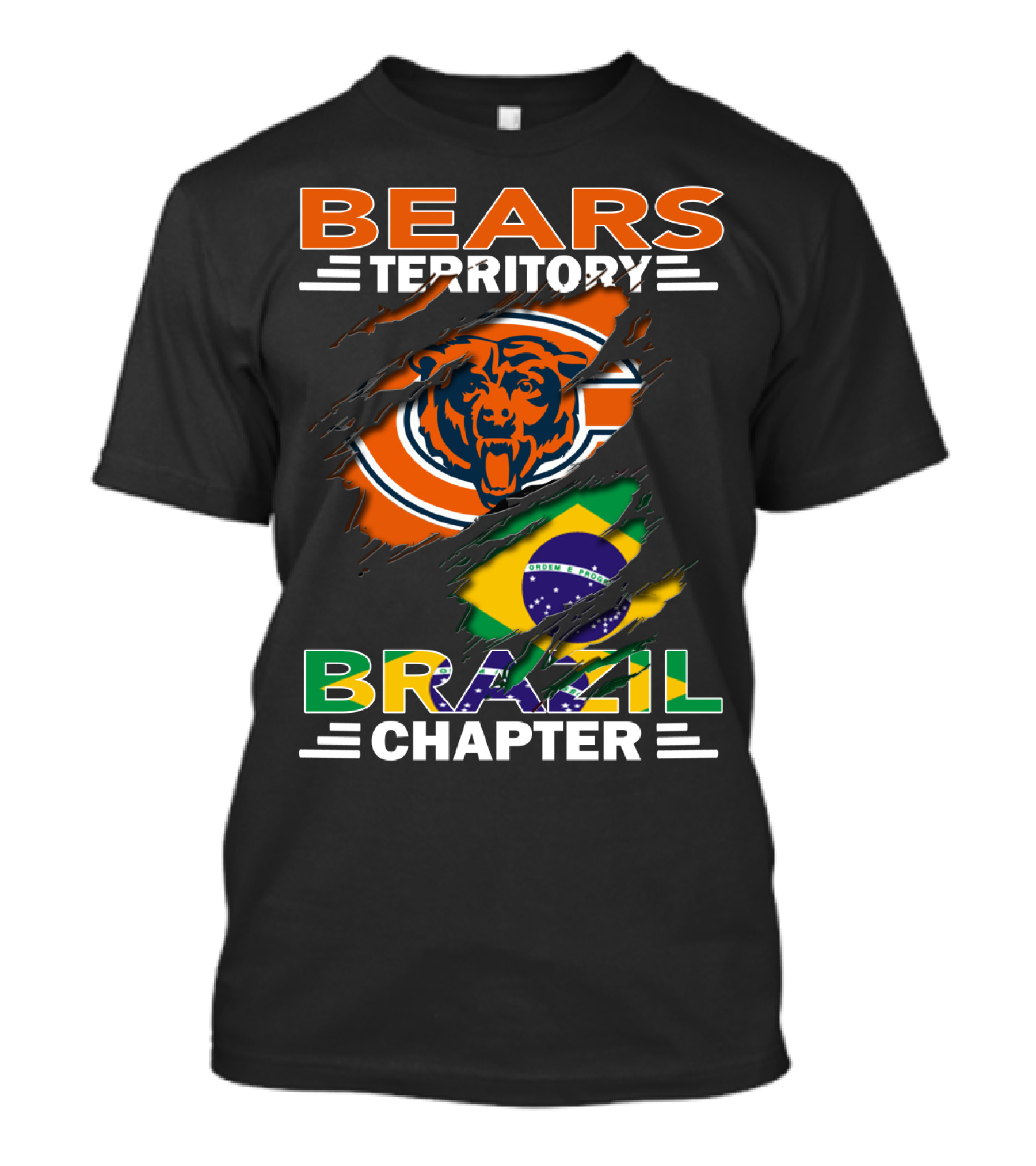 Bears Territory Brazil Chapter Chicago Bears Fan Club Brazil Flag T-Shirt