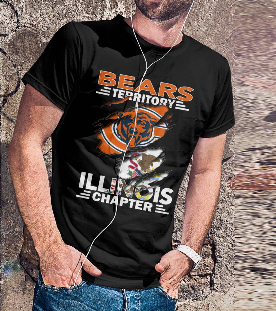 Bears Territory Illinois Chapter Chicago Bears Logo And Illinois State Flag T-Shirt