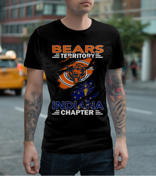 Bears Territory Indiana Chapter Chicago Bears Logo Indiana Flag T-Shirt