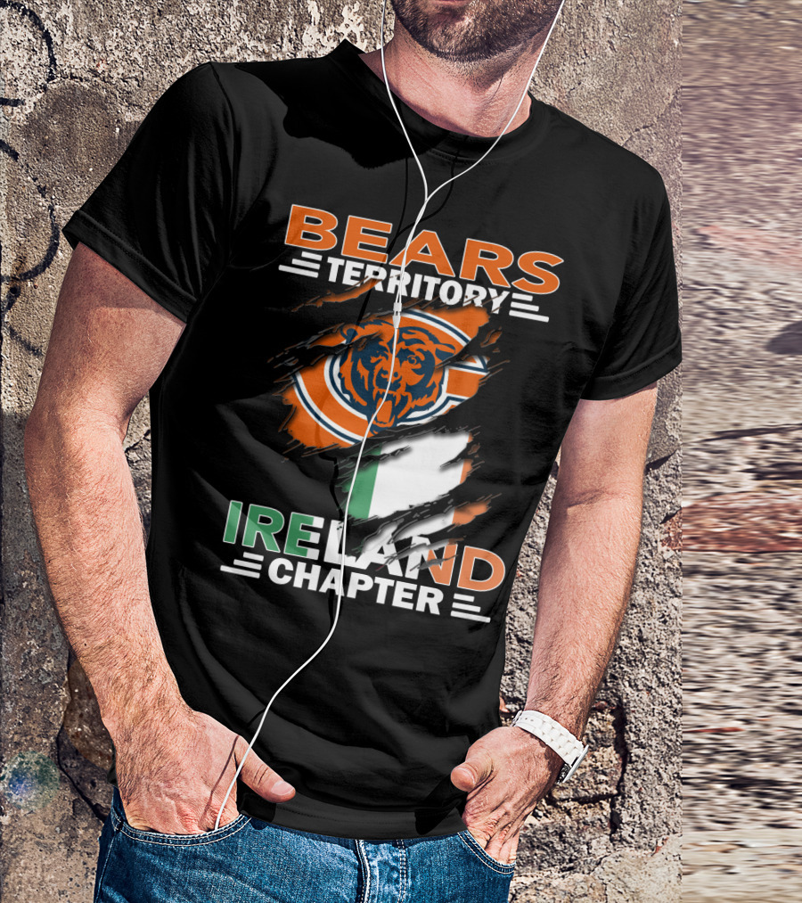 Bears Territory Ireland Chapter Chicago Bears Irish Flag Fan Club T-Shirt