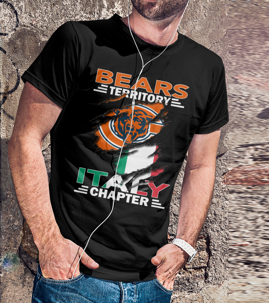 Bears Territory Italy Chapter NFL Team Symbol With Italian Flag Background T-Shirt