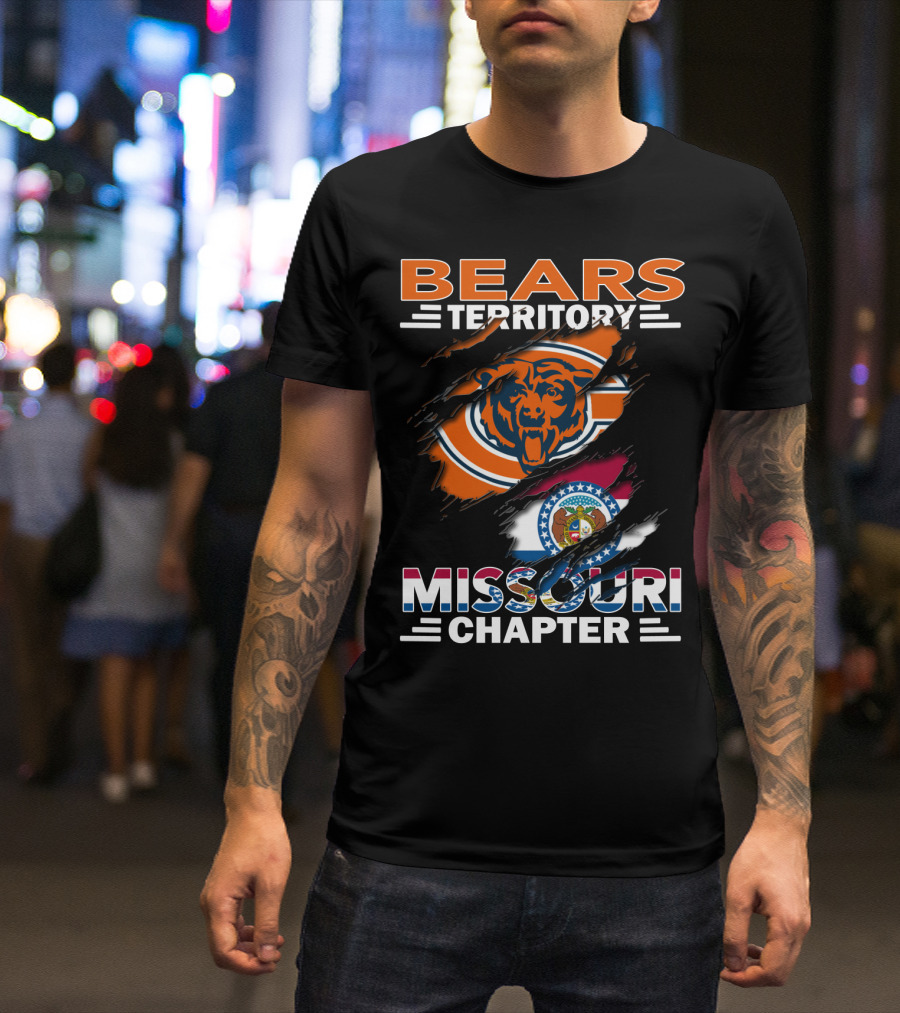 Bears Territory Missouri Chapter Chicago Bears And Missouri State Flag T-Shirt