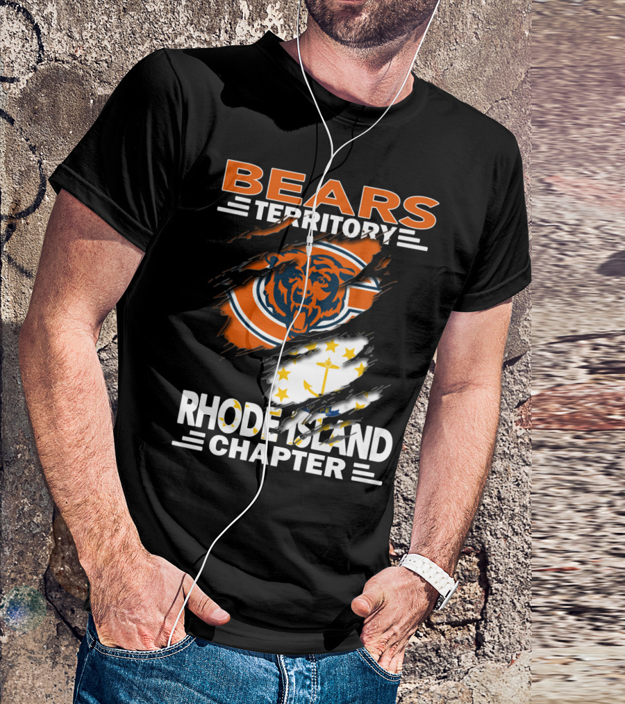 Bears Territory Rhode Island Chapter Chicago Bears Logo And Rhode Island Flag T-Shirt