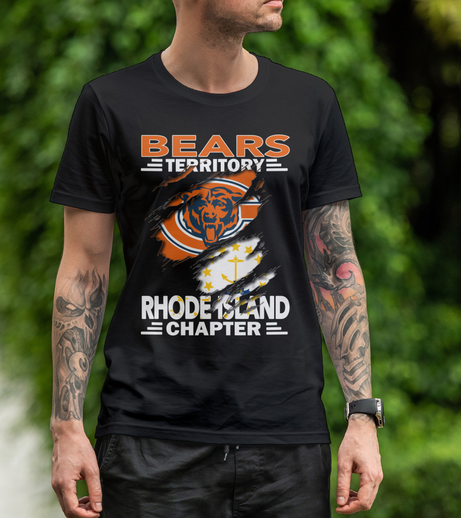 Bears Territory Rhode Island Chapter Chicago Bears Logo And Rhode Island Flag T-Shirt