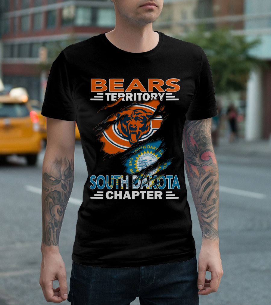 Bears Territory South Dakota Chapter Logo with Chicago Bears and State Emblem T-Shirt