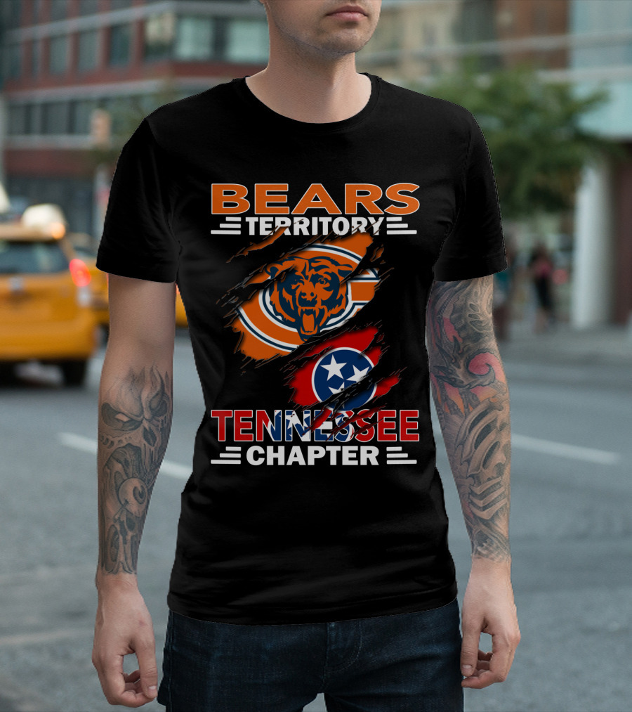 Bears Territory Tennessee Chapter Chicago Bears Tennessee Flag T-Shirt