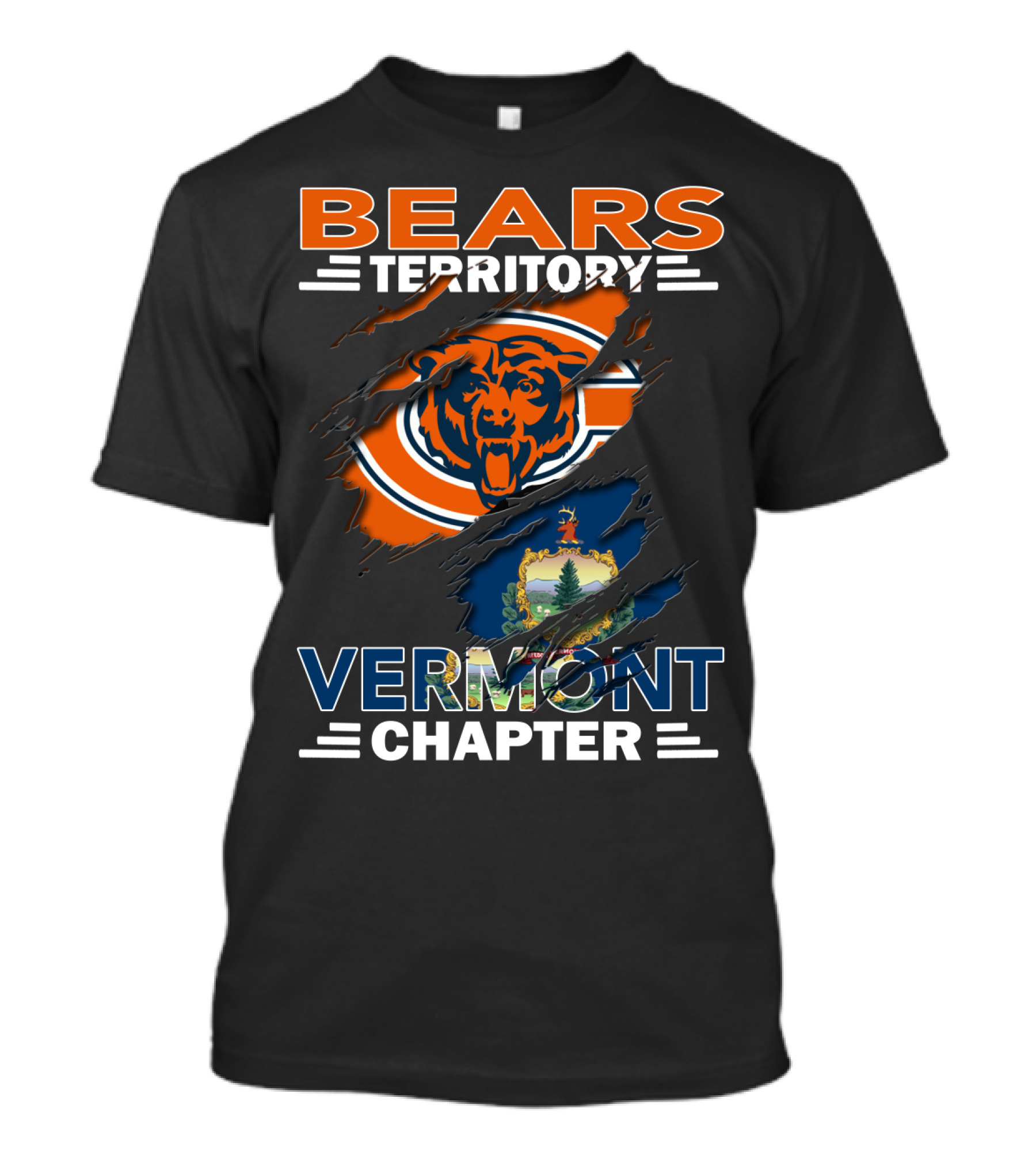 Bears Territory Vermont Chapter Chicago Bears Vermont State Flag T-Shirt