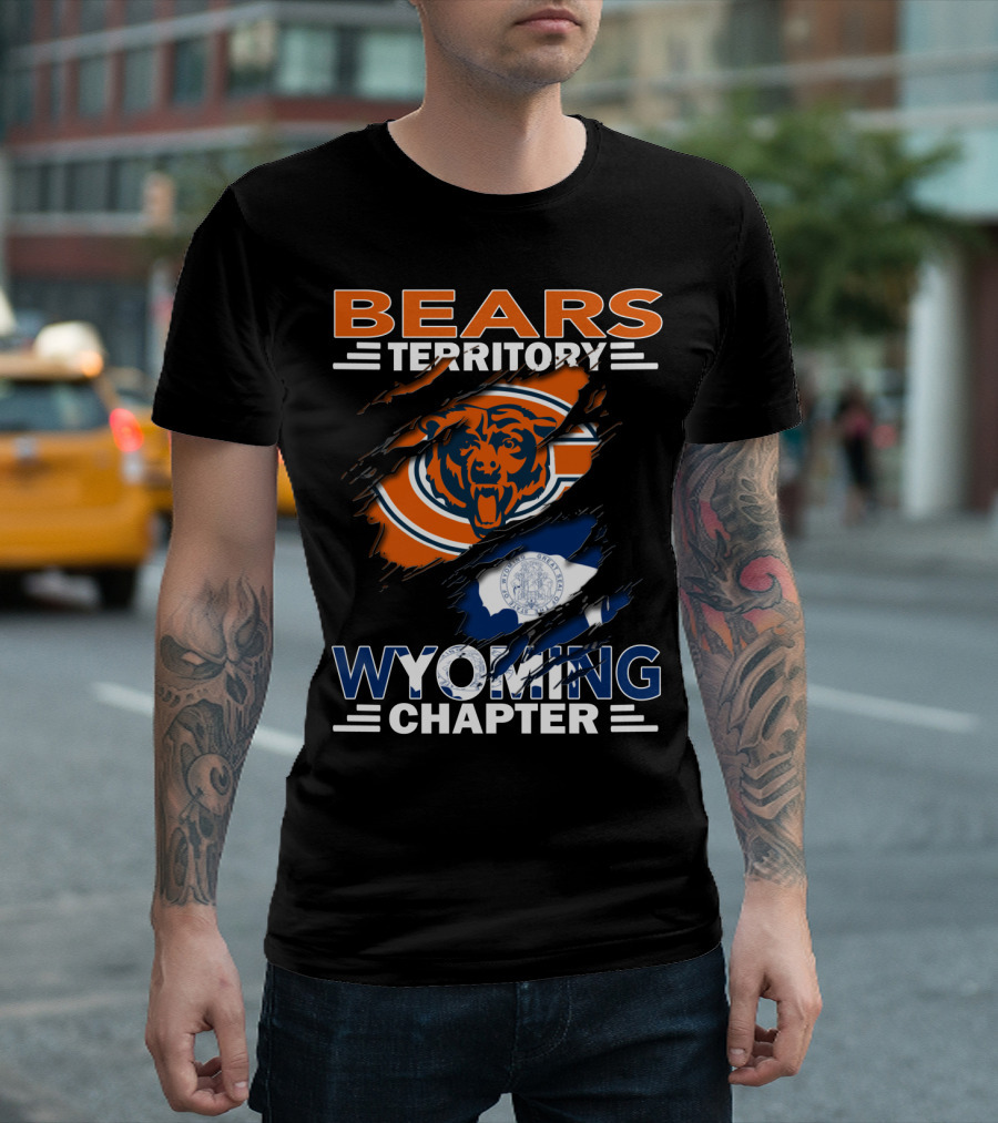 Bears Territory Wyoming Chapter Chicago Bears Logo Wyoming Flag T-Shirt