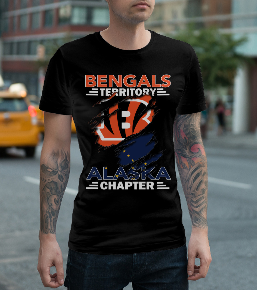 Bengals Territory Alaska Chapter Logo With Torn Effect And Flag Elements T-Shirt