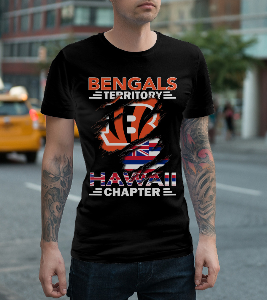 Bengals Territory Hawaii Chapter NFL Logo with Hawaiian Flag Elements T-Shirt