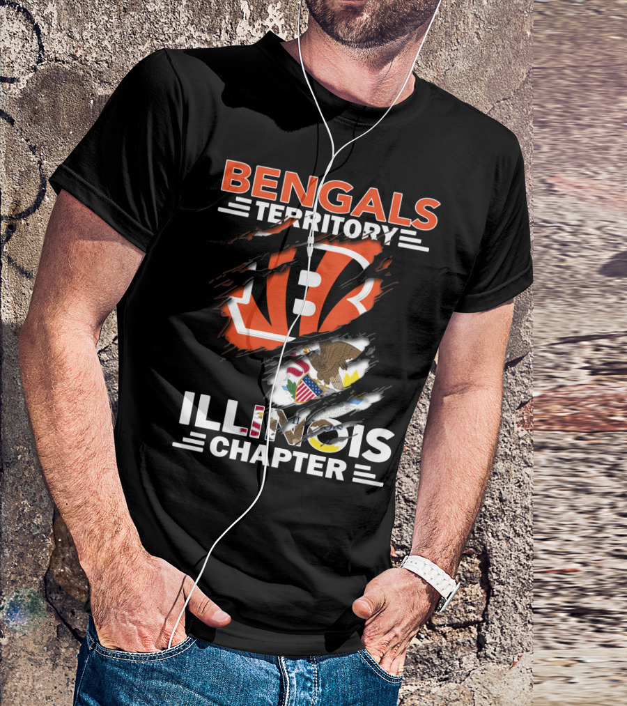 Bengals Territory Illinois Chapter NFL Logo And State Flag T-Shirt